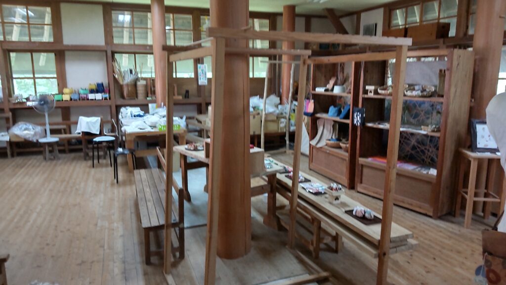 Photograph inside the Fureai Workshop in Chogen no Sato Village 