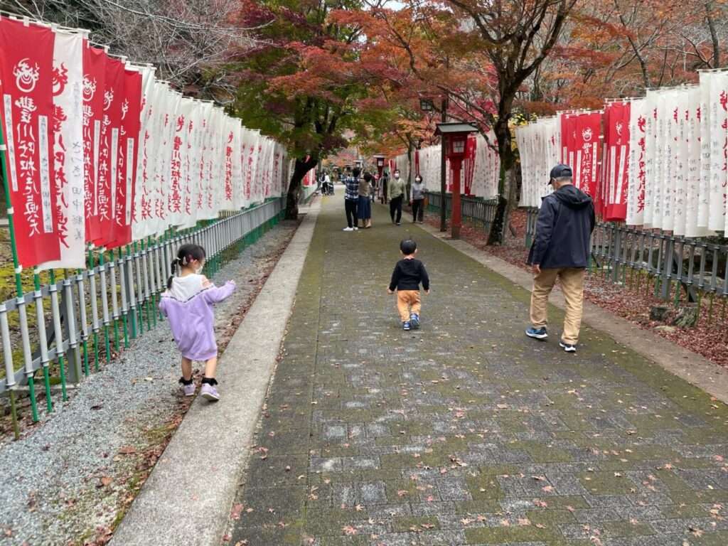 Autumn leaves of Dainingji Temple and Nagato Toyokawa Inari's entrance road